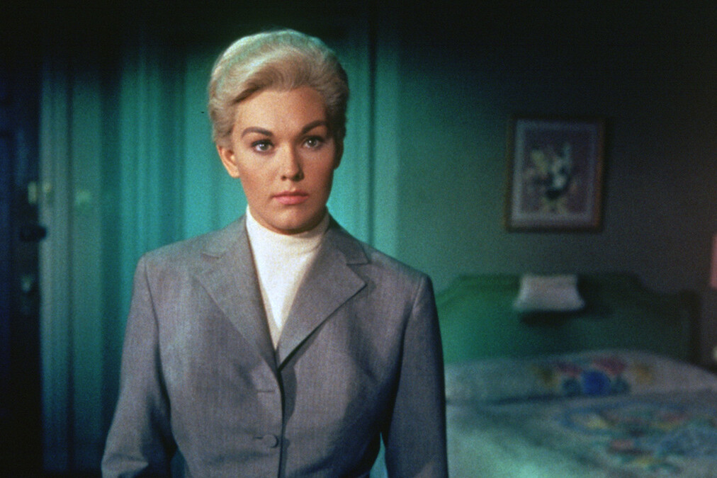 Kim Novak i Hitchcocks Studie i brott (1958).