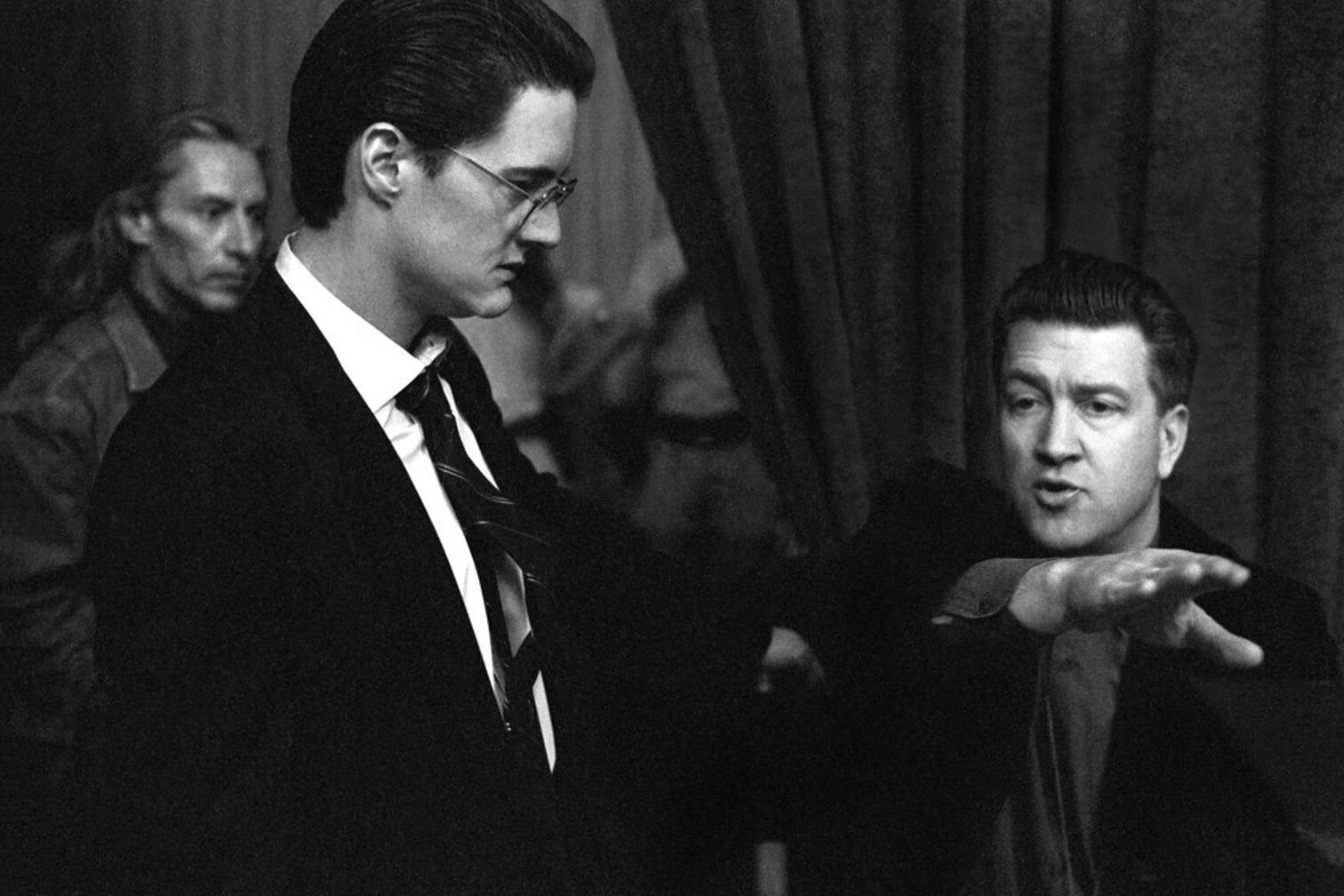 David Lynch och Kyle MacLachlan under inspelningen av Twin Peaks (1990) (1)