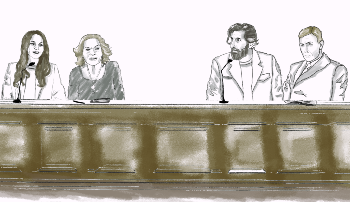 Om redaktionen fått drömma hade vi velat se någon av Alicia Vikander, Anita Ekberg, Fares Fares eller Mikael Persbrandt i huvudrollerna till en svensk rättegångsfilm. Illustration: Isabel Aguilar Johansson